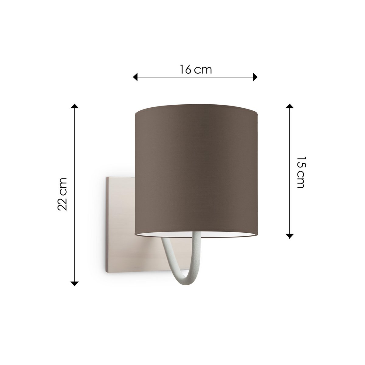 Wandlamp - Beach E27 Lampenkap taupe 16cm