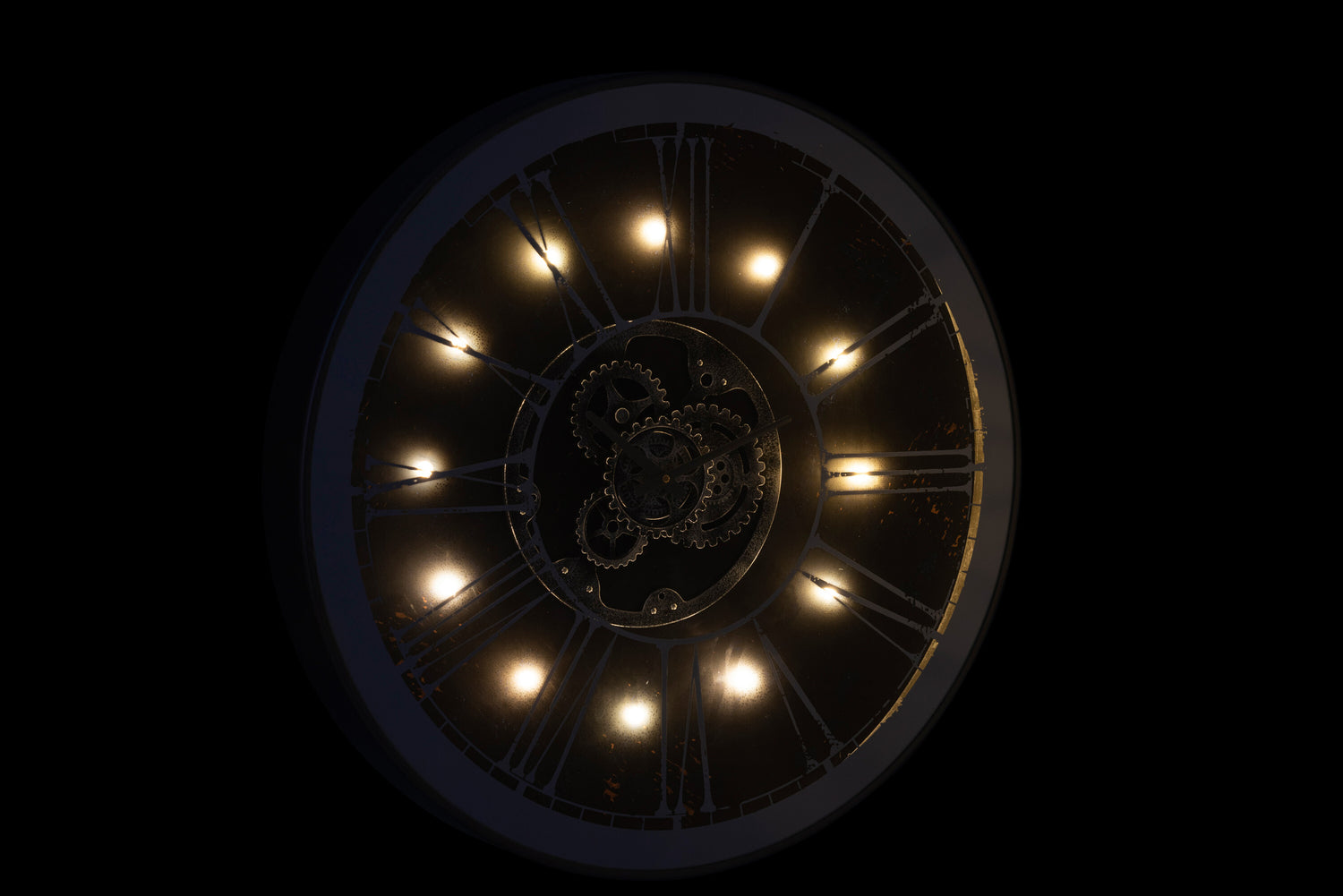 Klok Rond + Led Mechanica Spiegel Zilver/Champagne