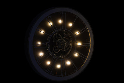 Klok Rond + Led Mechanica Spiegel Zilver/Champagne