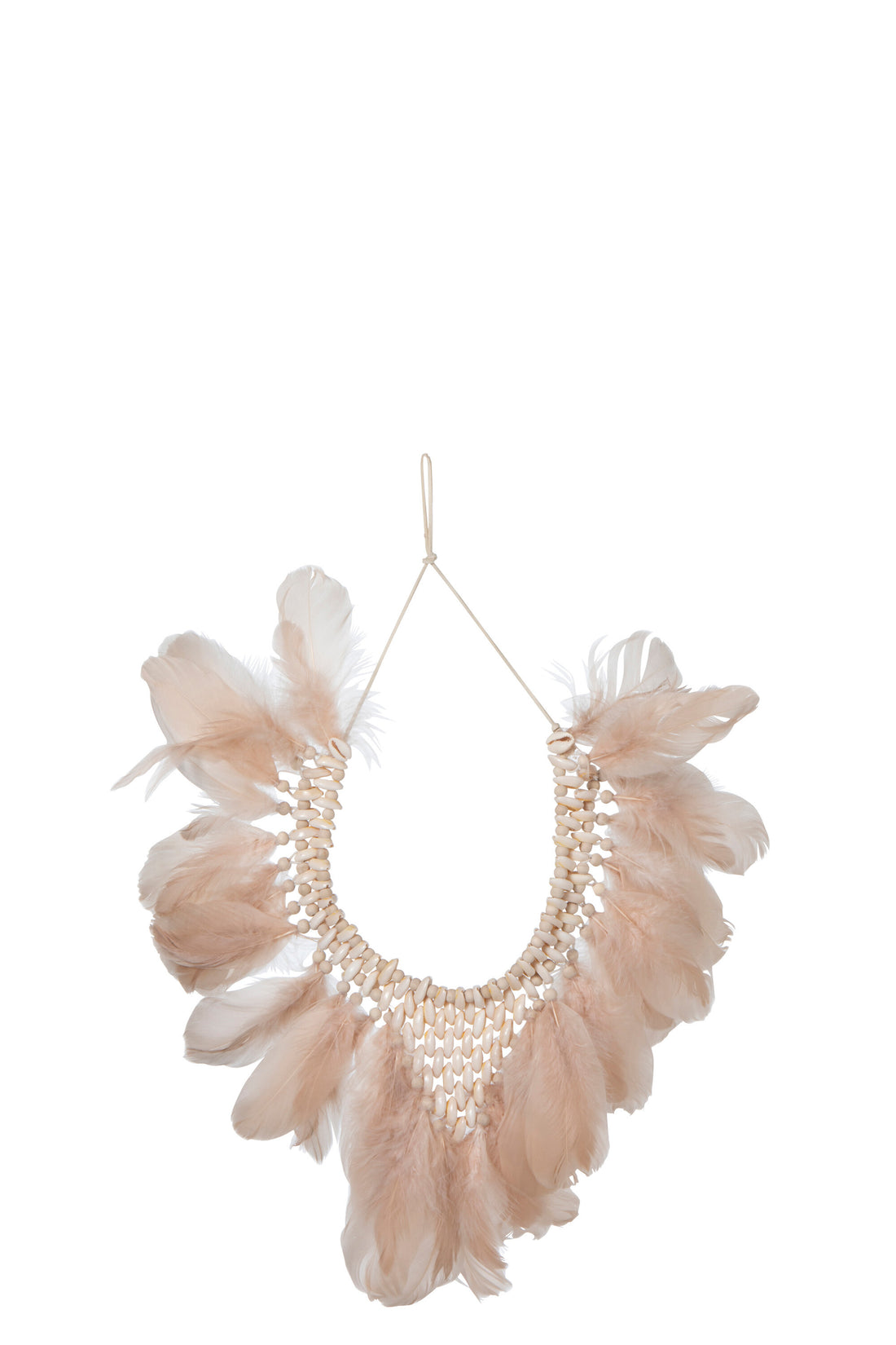 Ketting 2 Veren/Schelpen Boho Zalm