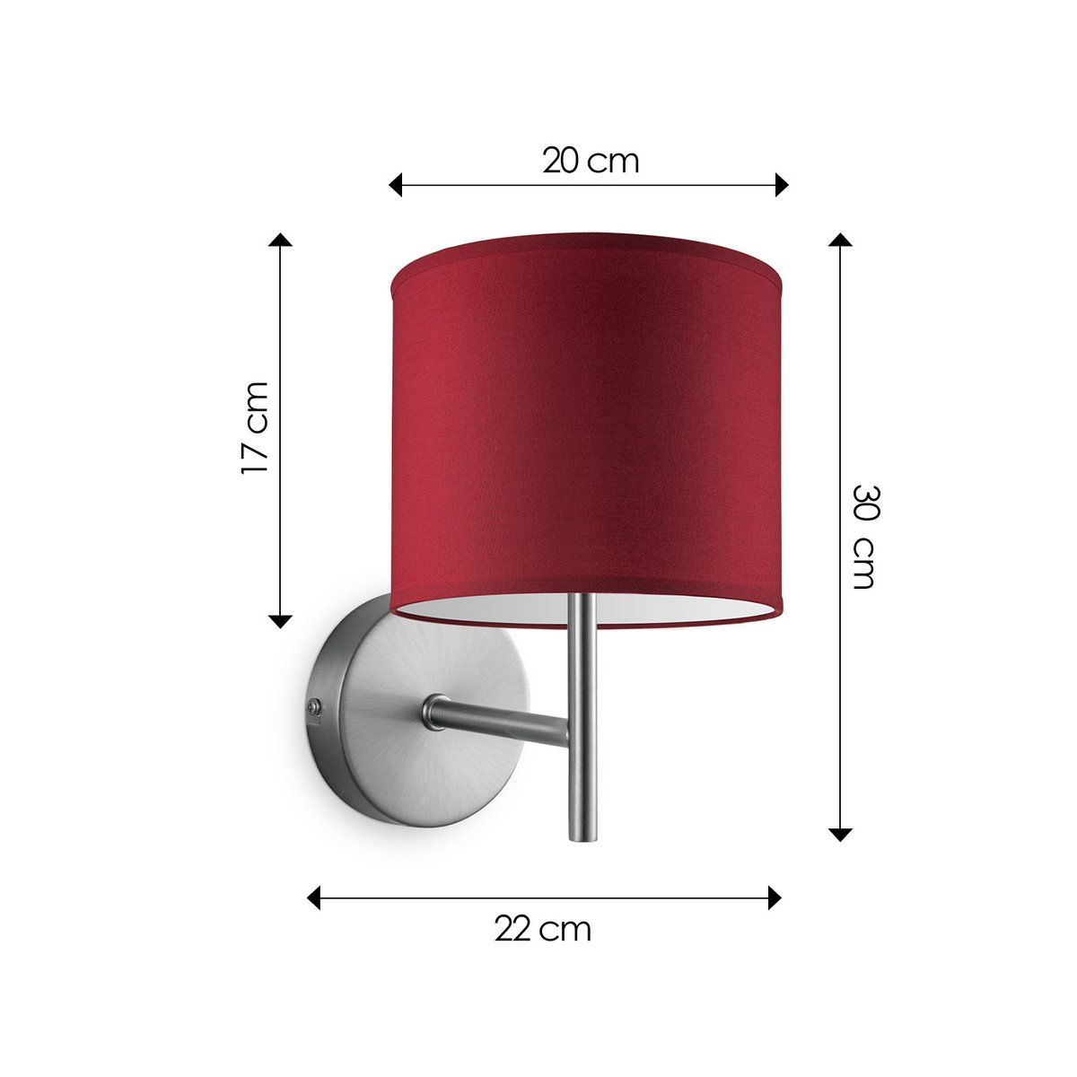 Wandlamp - Mati inclusief Lampenkap E27 rood 20x17cm