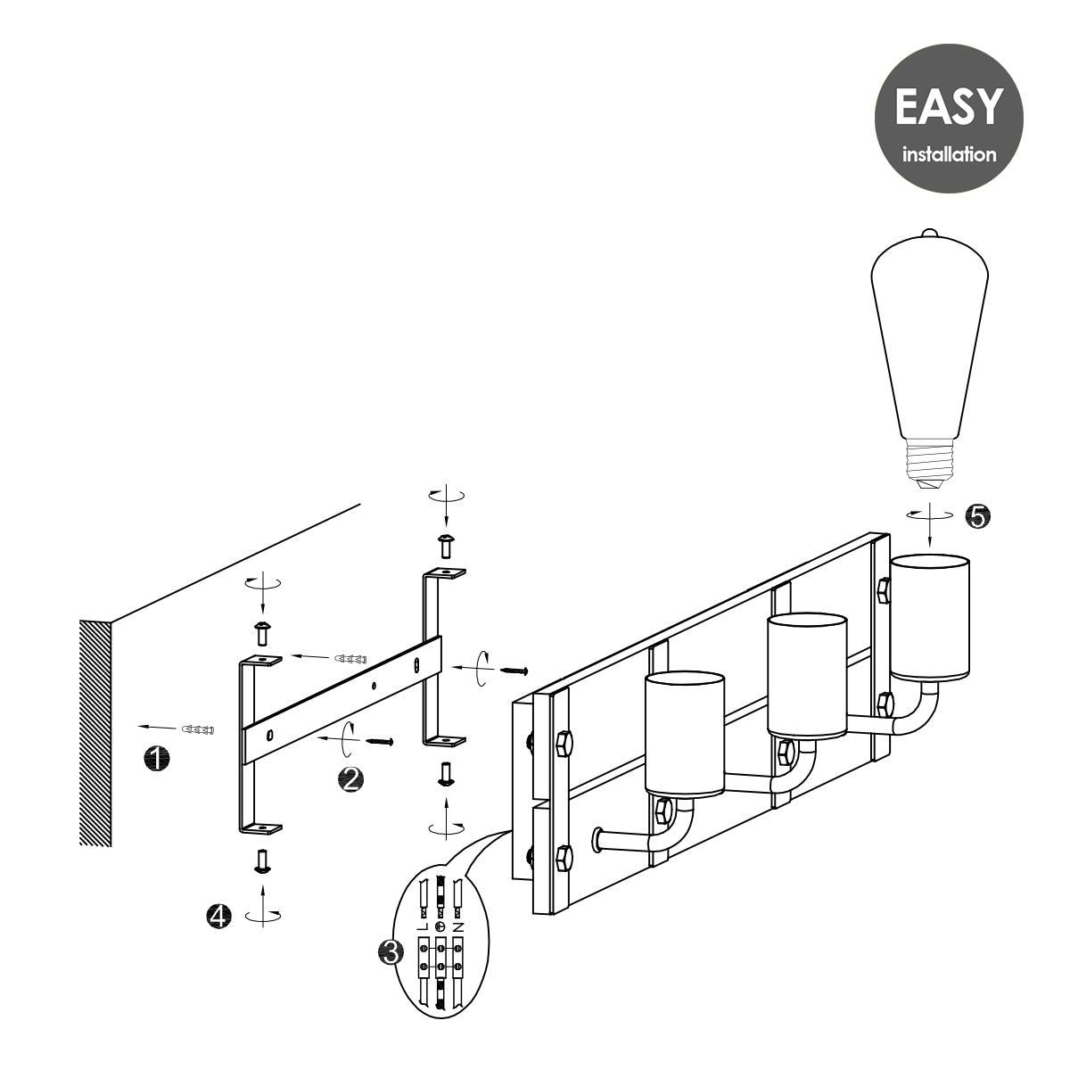 Industri?le Wandlamp Denton | 55/11/13cm | Antraciet