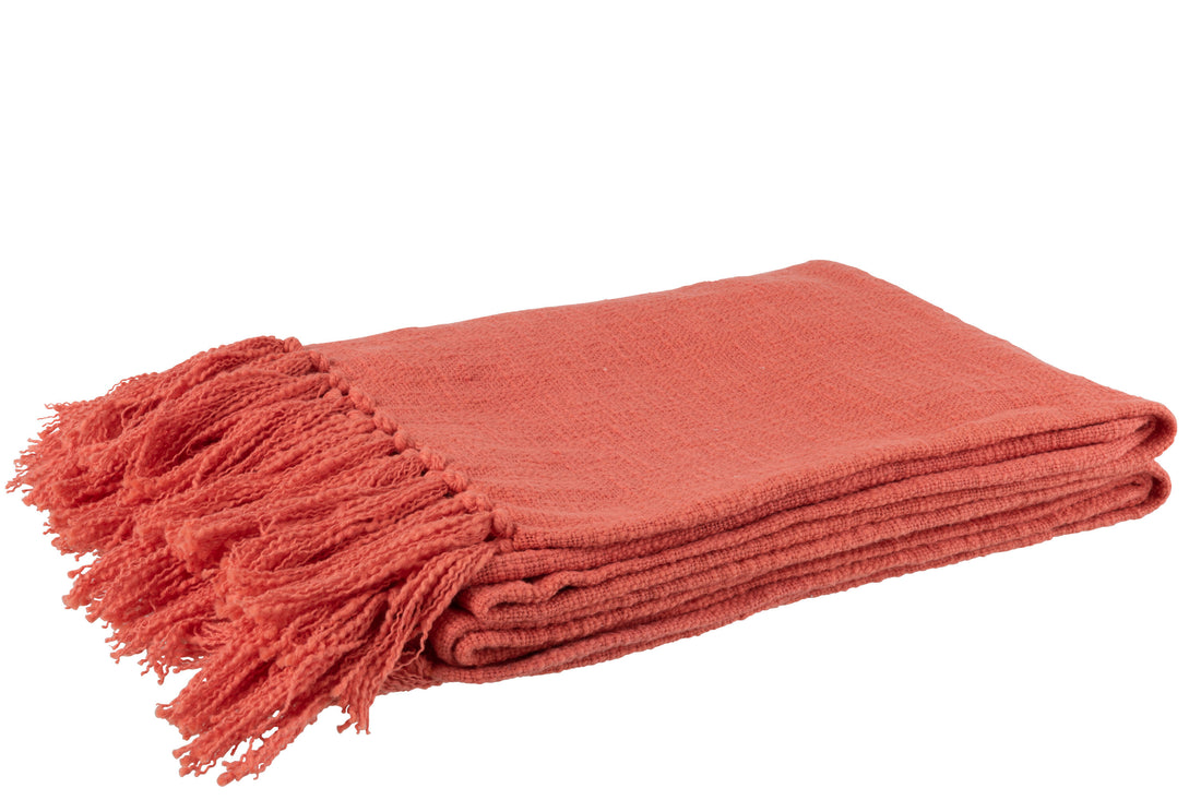 J-Line Plaid - katoen - roze - 195 x 137 cm