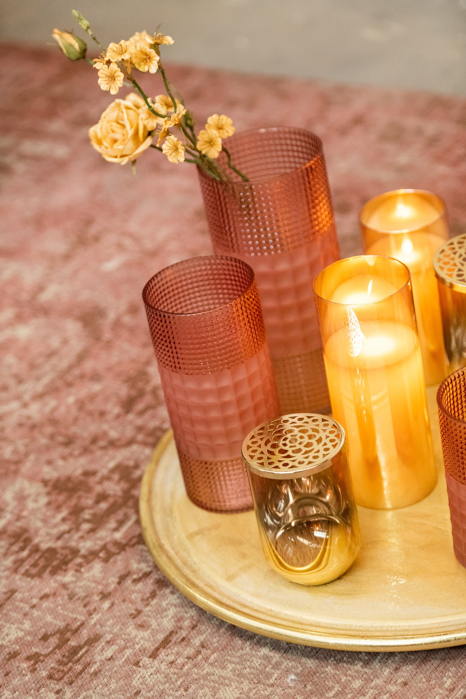 J-Line Ledlamp Blinkend Glas Goud Medium