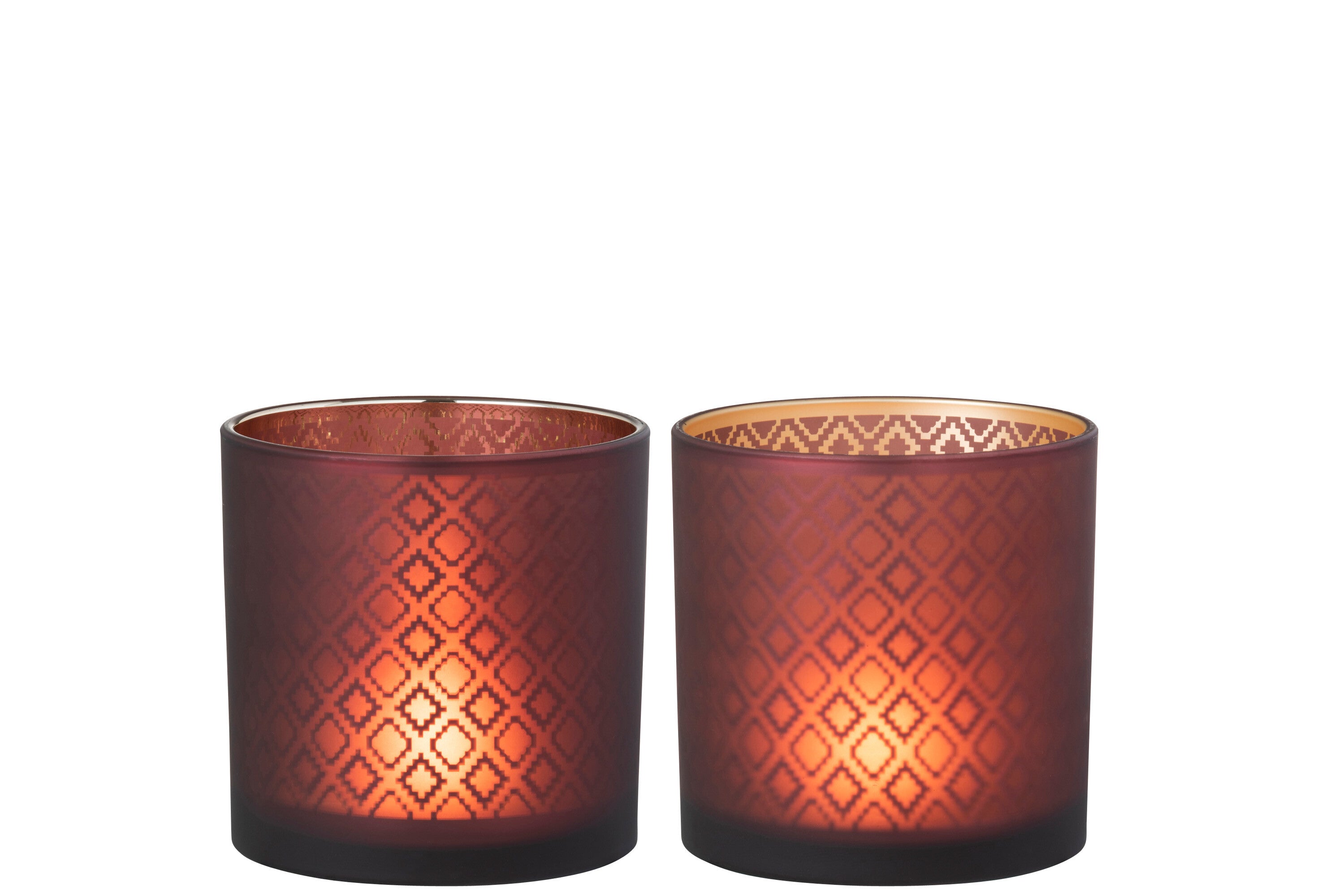 Orkaanlicht Oosters Glas Rood/Goud Medium Assortiment Van 2