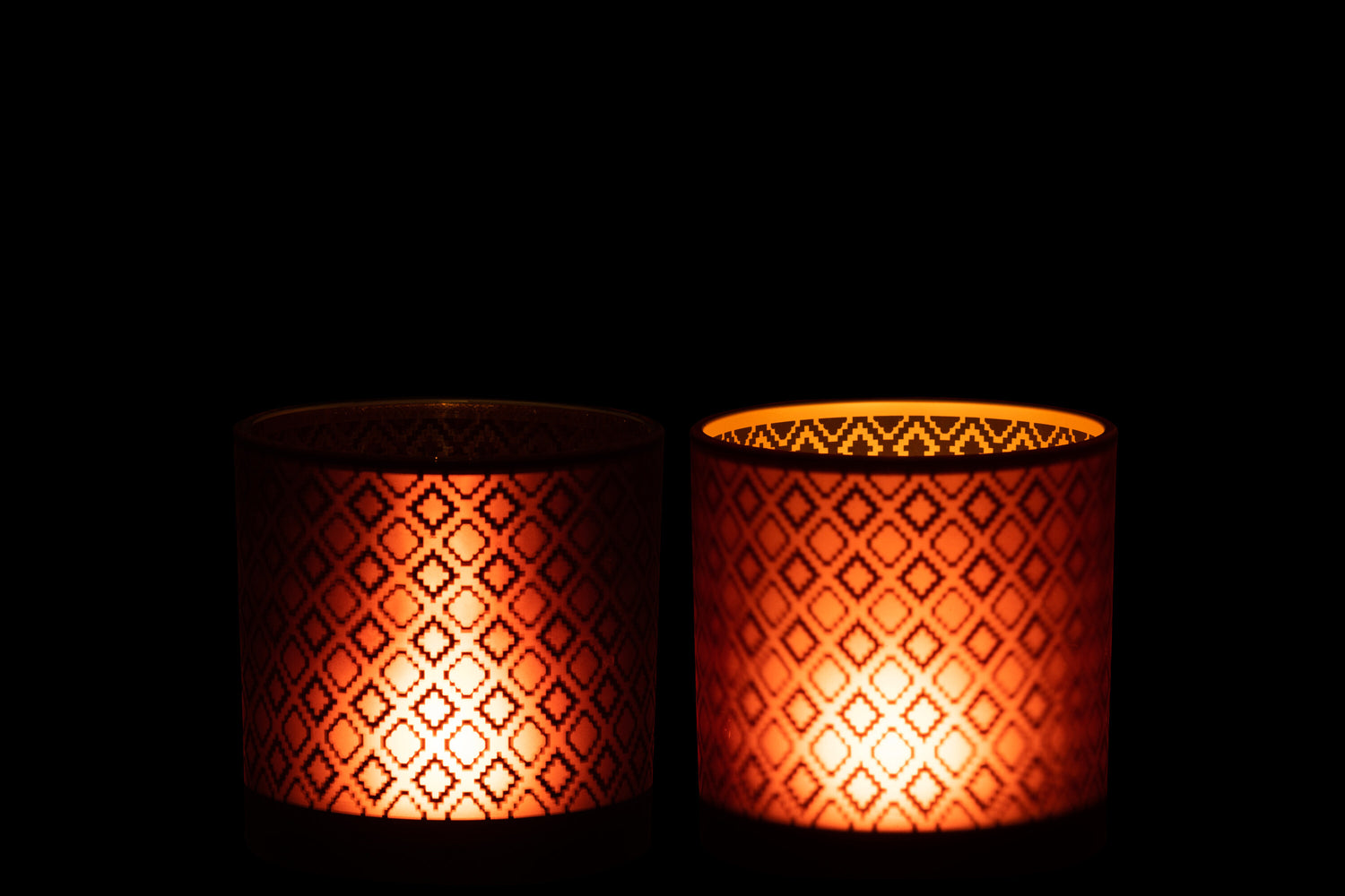 Orkaanlicht Oosters Glas Rood/Goud Medium Assortiment Van 2