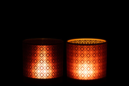 Orkaanlicht Oosters Glas Rood/Goud Medium Assortiment Van 2