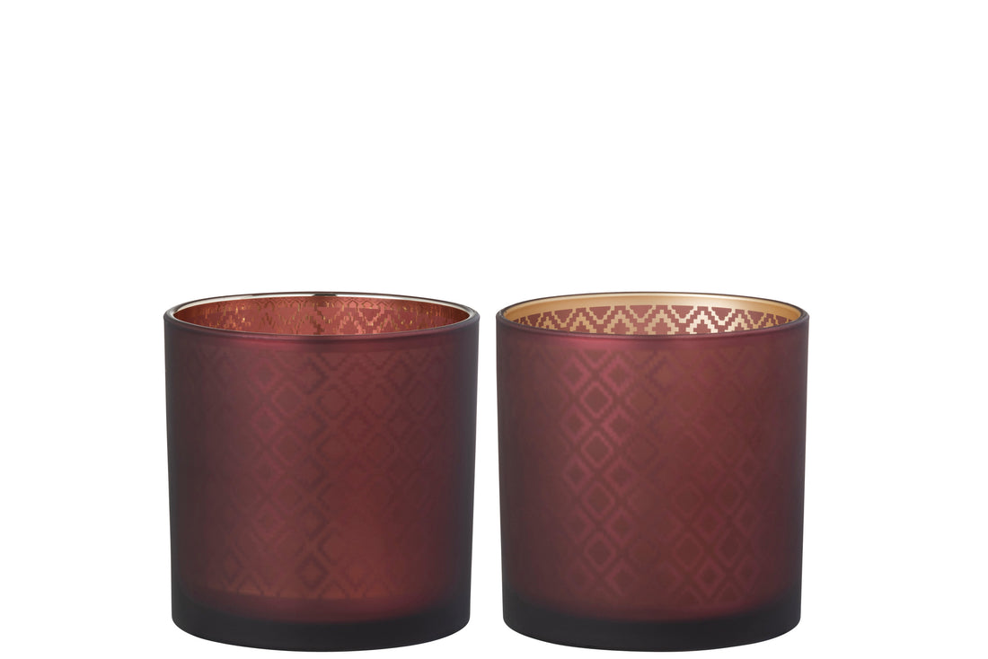 Orkaanlicht Oosters Glas Rood/Goud Medium Assortiment Van 2