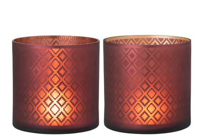 Orkaan Licht Oosters Glas Rood/Goud Groot Assortiment Van 2