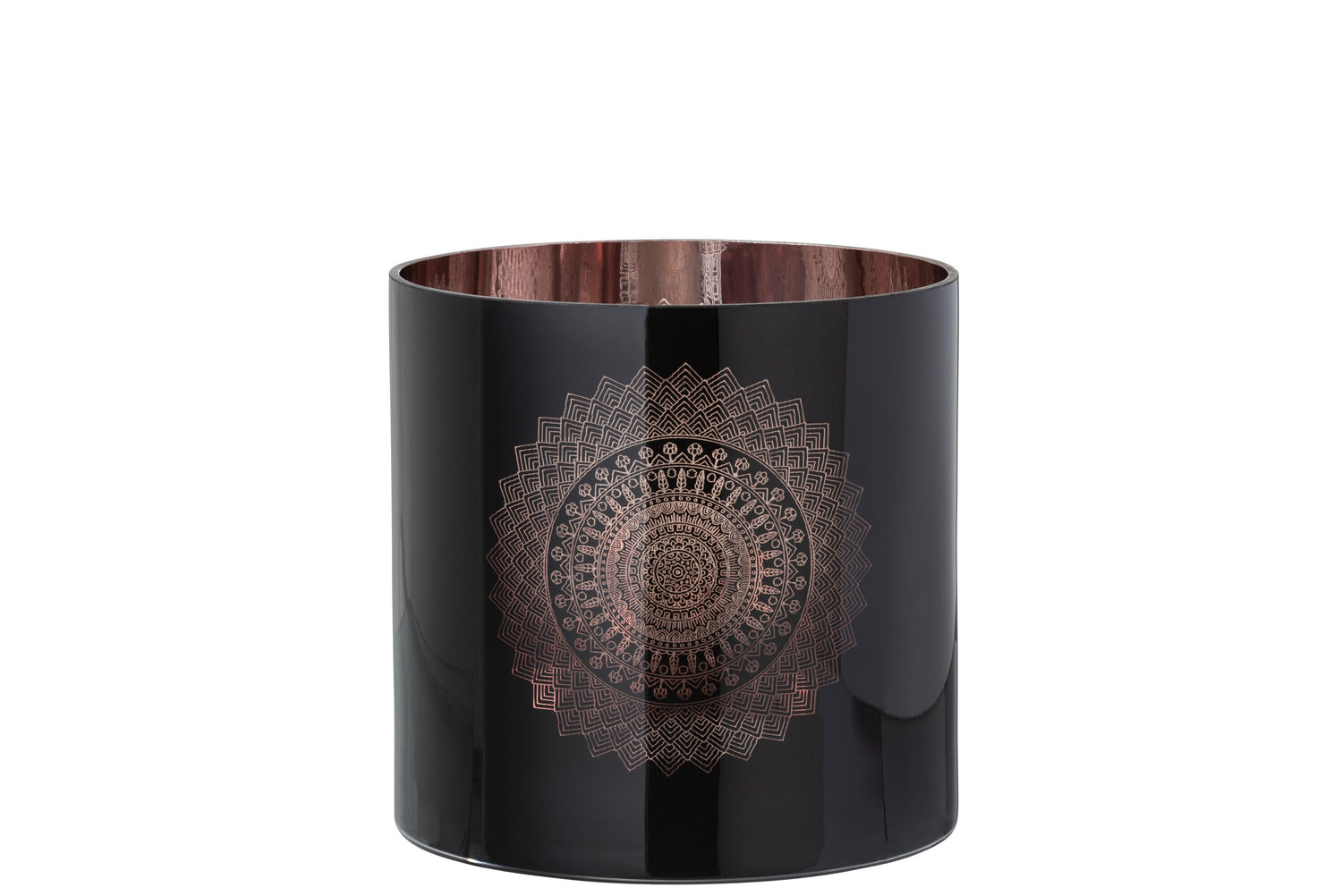 Orkaanlicht Boho Glas Zwart/Koper Groot