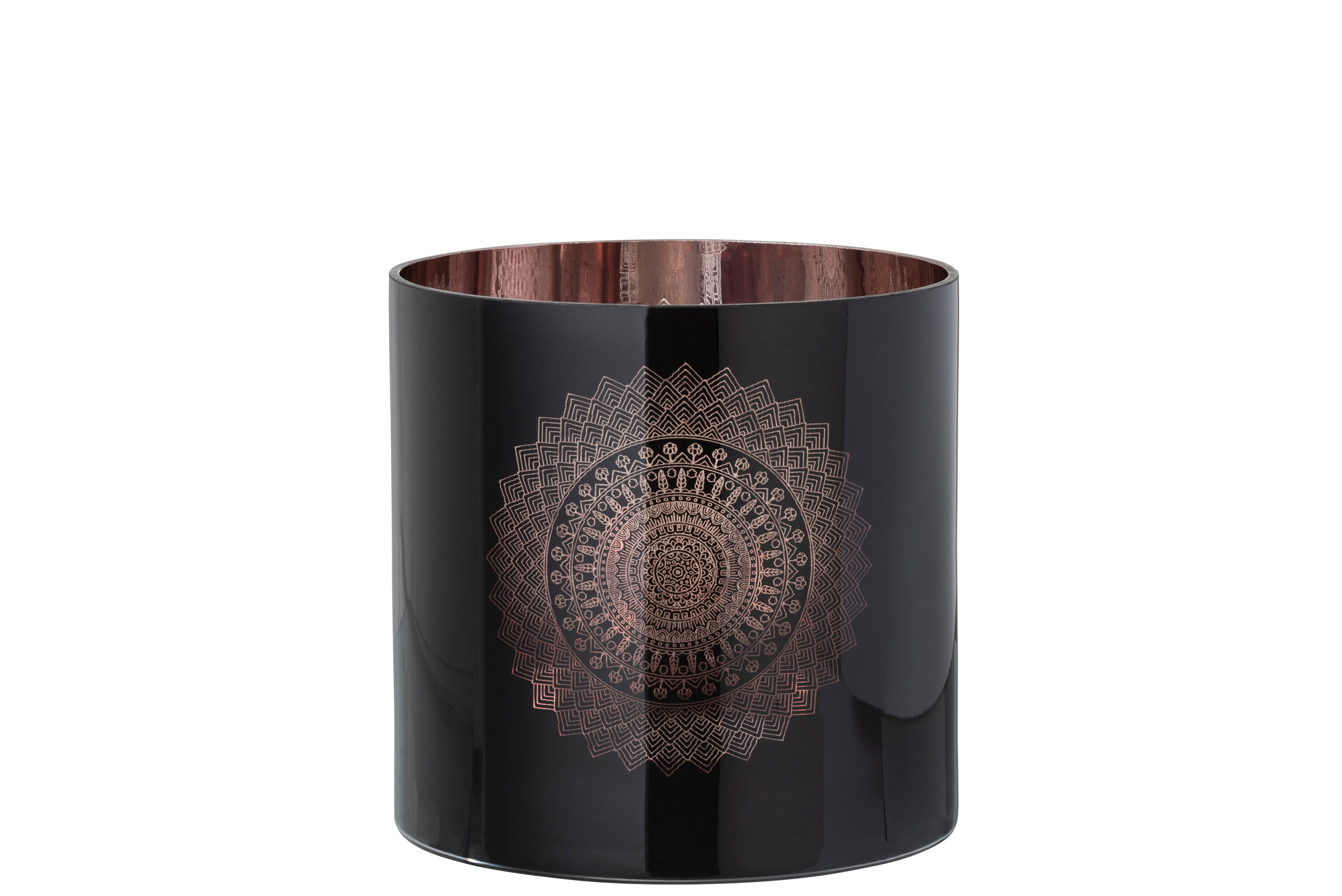 Orkaanlicht Boho Glas Zwart/Koper Groot