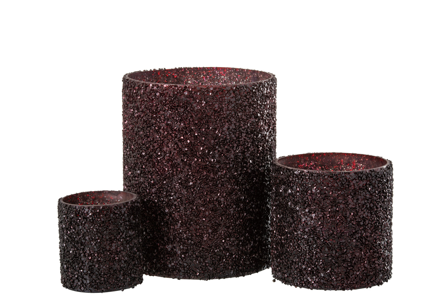 Orkaanlicht Glitterglas Bordeaux Groot
