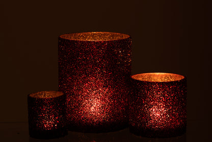 Orkaanlicht Glitterglas Bordeaux Groot