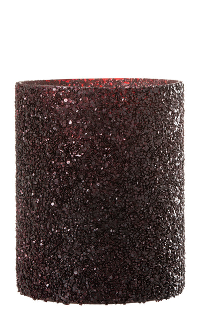 Orkaanlicht Glitterglas Bordeaux Groot