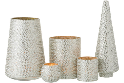 J-Line Boom Mozaiek Glas Wit/Zilver