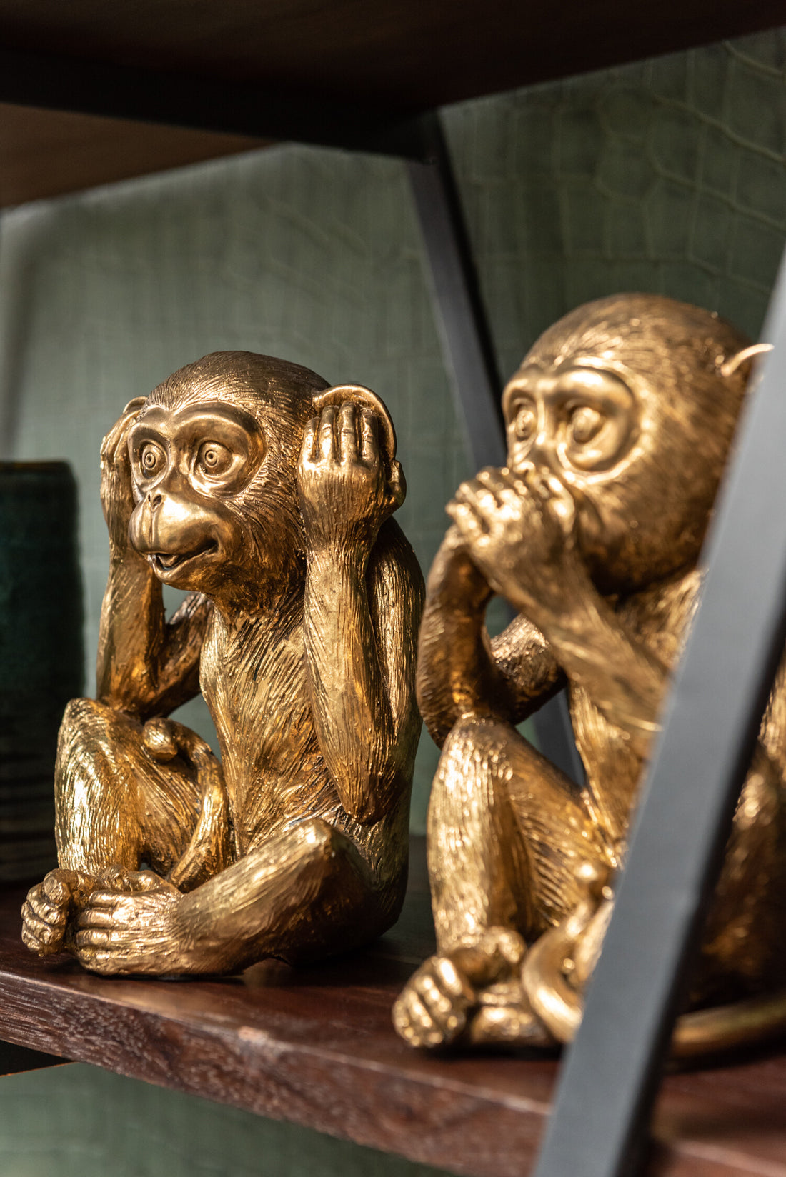 Aap Hoor/Zie/Praat Geen Kwaad Antiek Goud Set van 3