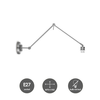 wandlamp Shift 70/70/32cm - Geborsteld staal