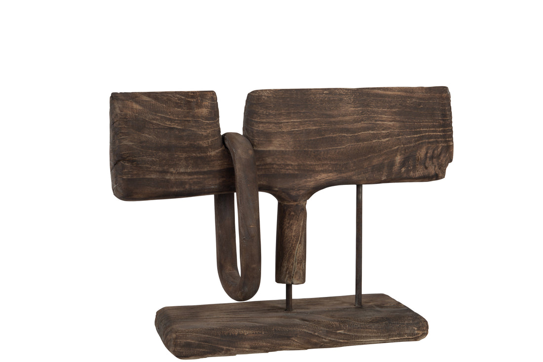 Decoratie Op Voet Lang+Ring Wilgenhout Bruin