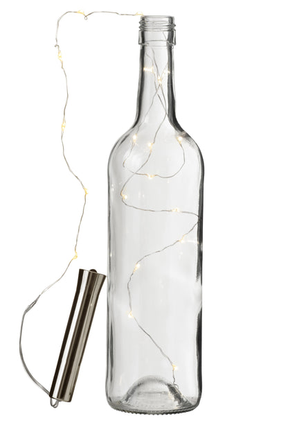 Flesverlichting 20 leds 1M Warm Wit 1Xaa-batterij Zilver