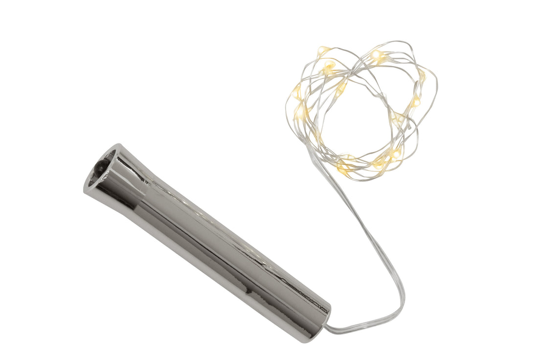 Flesverlichting 20 leds 1M Warm Wit 1Xaa-batterij Zilver