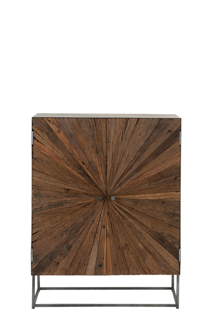 Kast Shanil 2 Deuren Hout/IJzer Natuur/Grijs