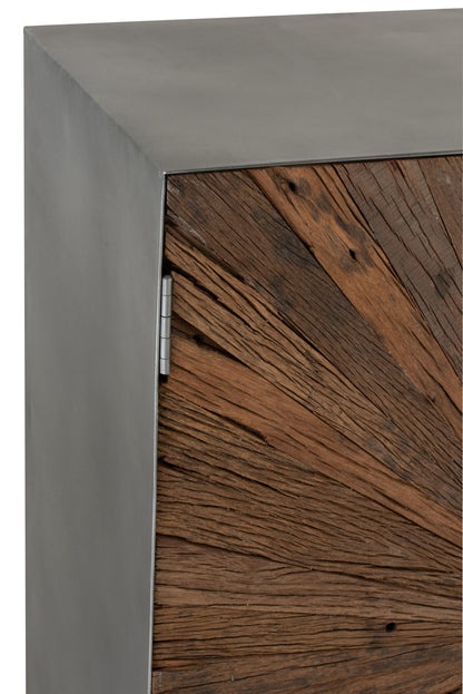 Kast Shanil 2 Deuren Hout/IJzer Natuur/Grijs