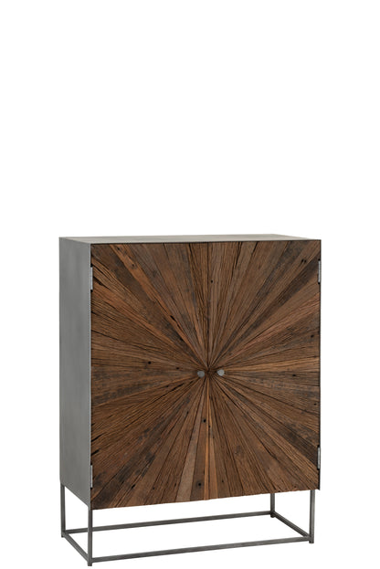 Kast Shanil 2 Deuren Hout/IJzer Natuur/Grijs