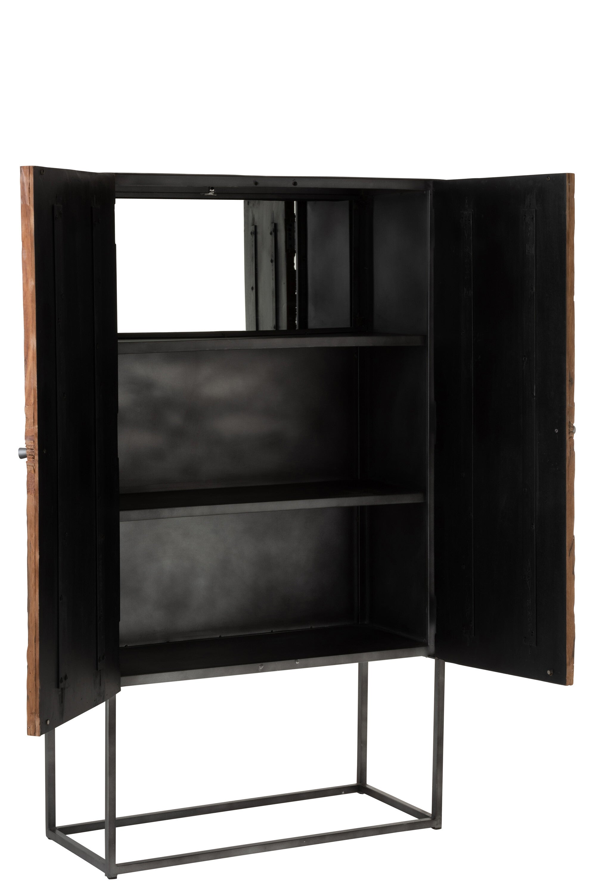 Bar Kast Shanil 2 Deuren Hout/IJzer Natuur/Grijs