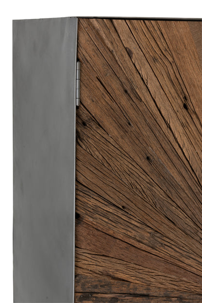 Bar Kast Shanil 2 Deuren Hout/IJzer Natuur/Grijs
