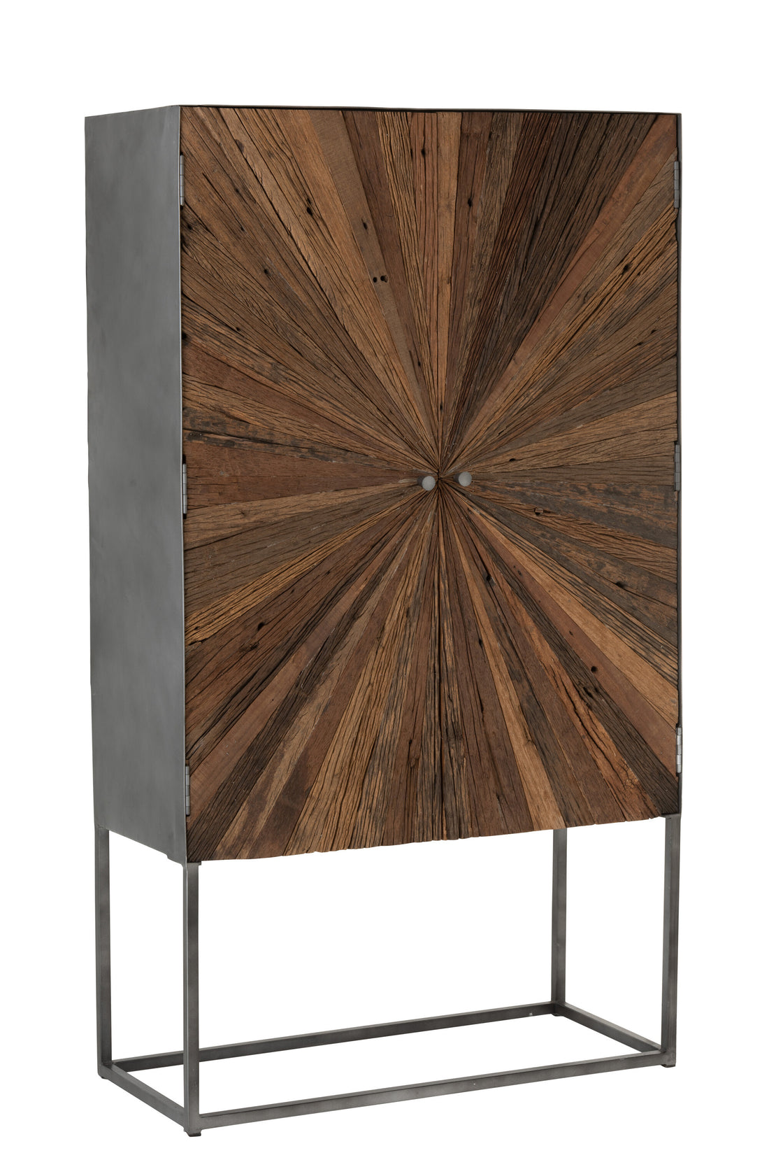 Bar Kast Shanil 2 Deuren Hout/IJzer Natuur/Grijs