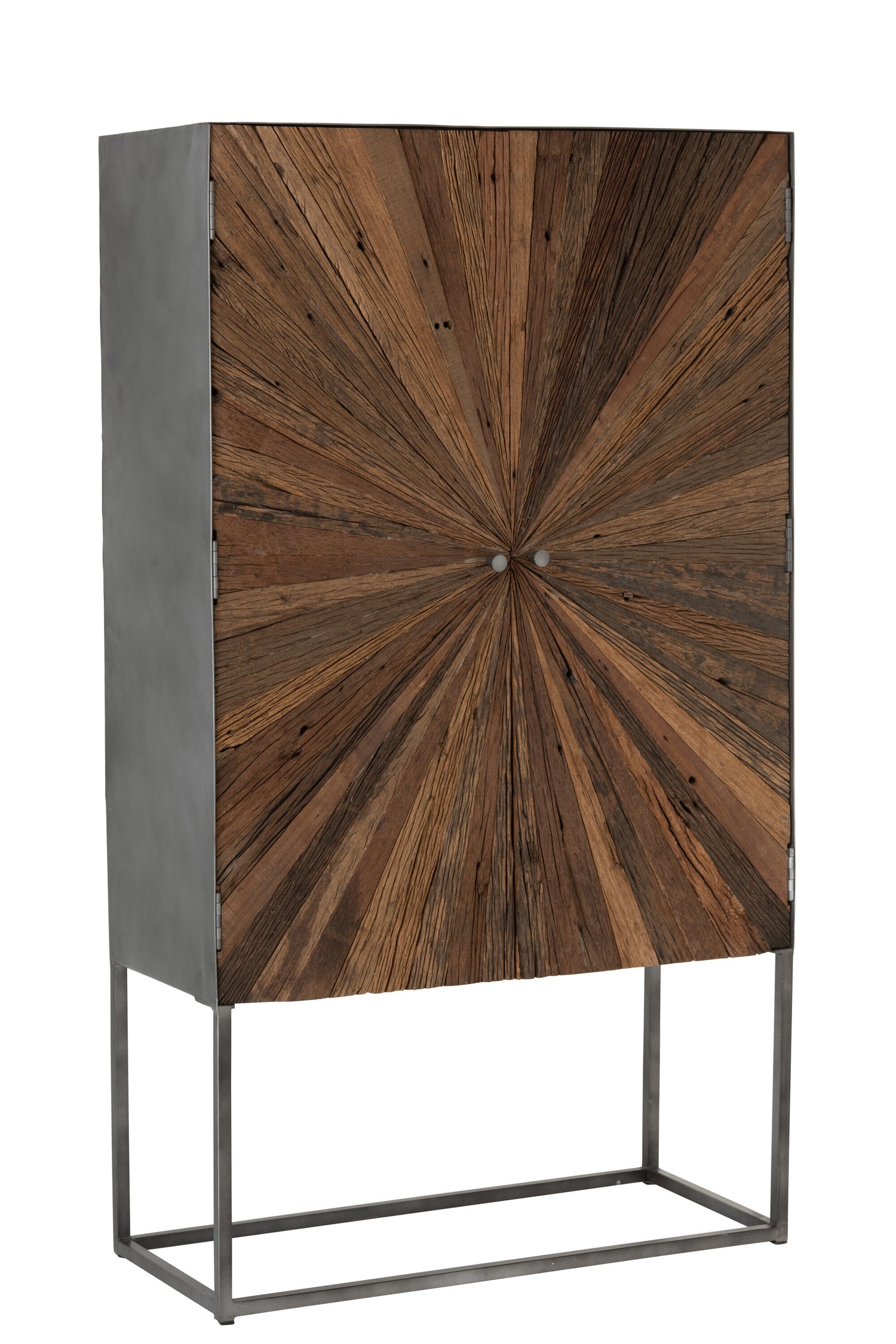 Bar Kast Shanil 2 Deuren Hout/IJzer Natuur/Grijs