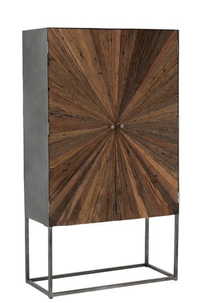 Bar Kast Shanil 2 Deuren Hout/IJzer Natuur/Grijs