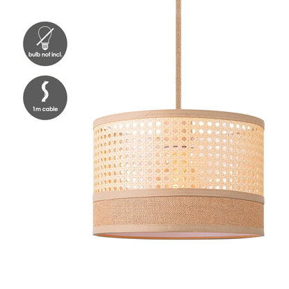 Hanglamp Cane Weave - hout - 30x30x127cm