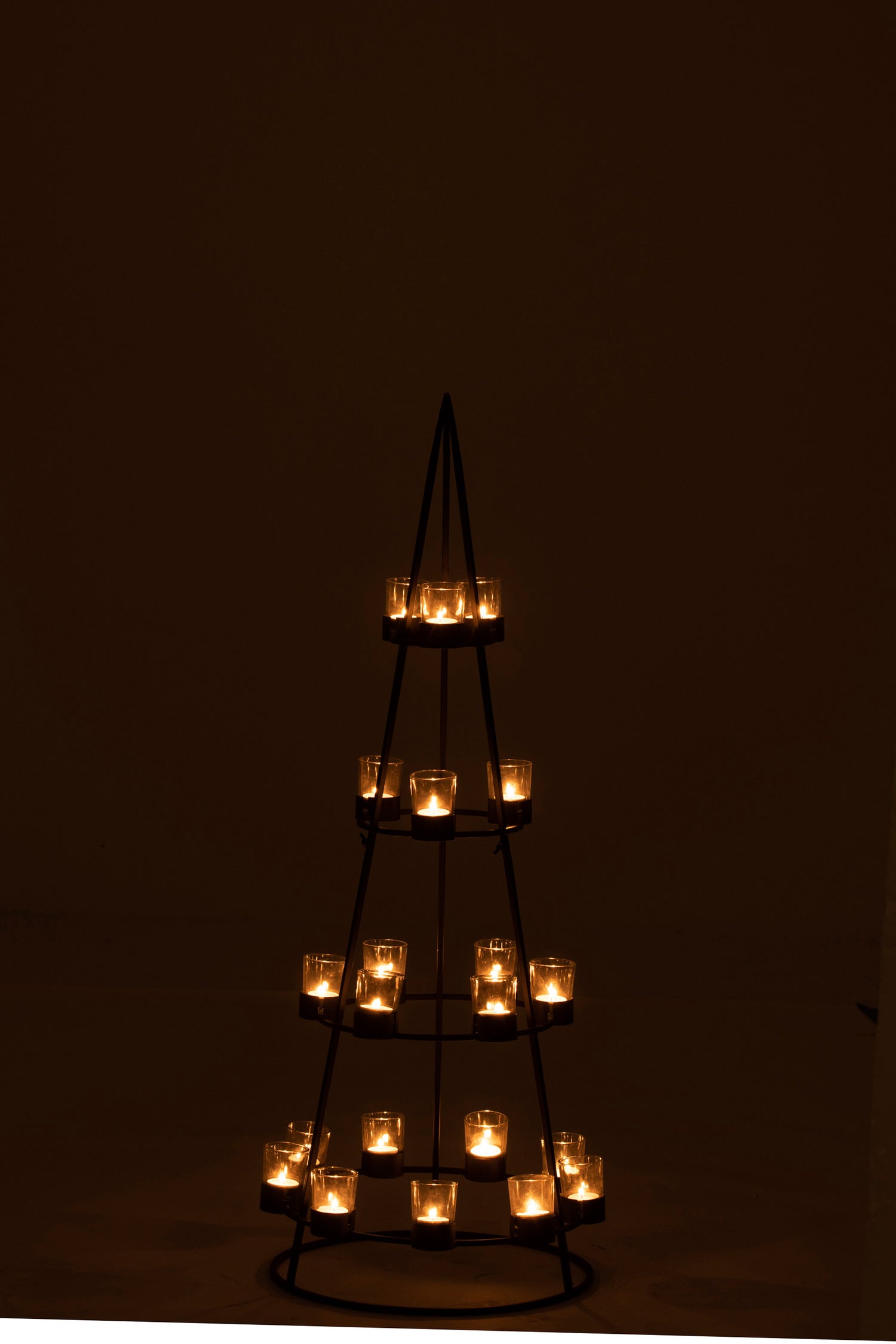 J-Line Boom 21 Theelichthouders Metaal/Glas Zwart