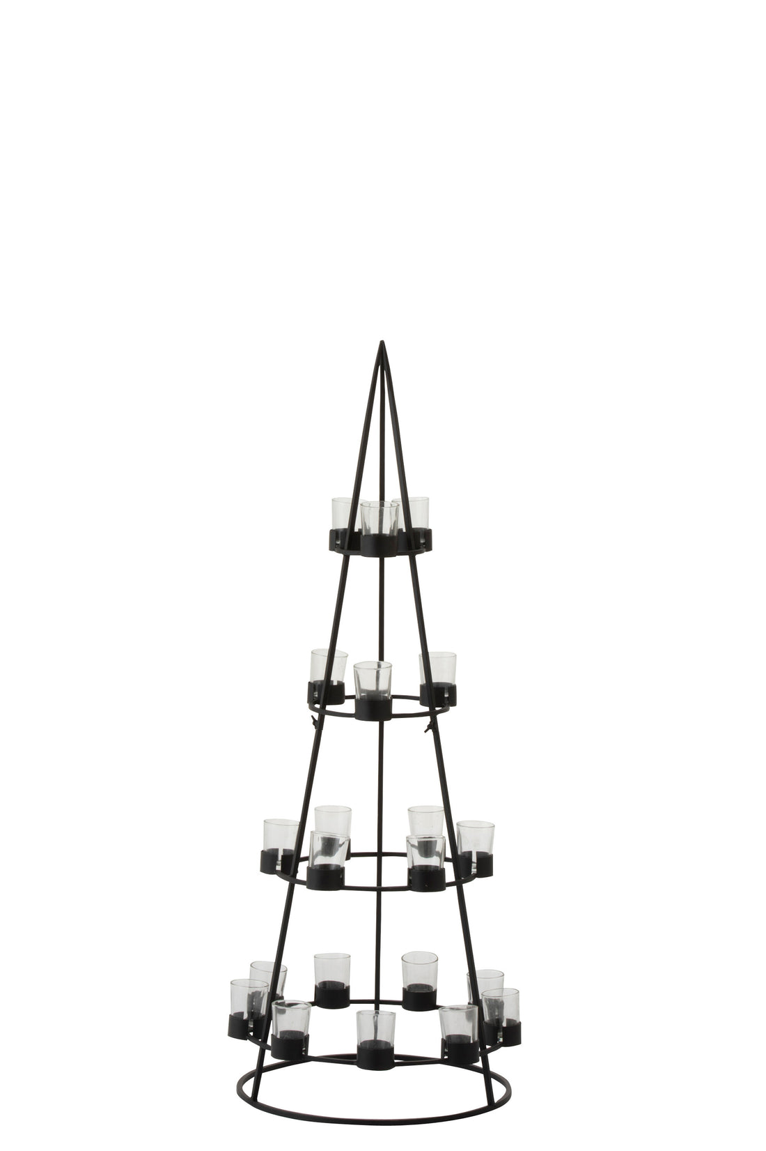 J-Line Boom 21 Theelichthouders Metaal/Glas Zwart