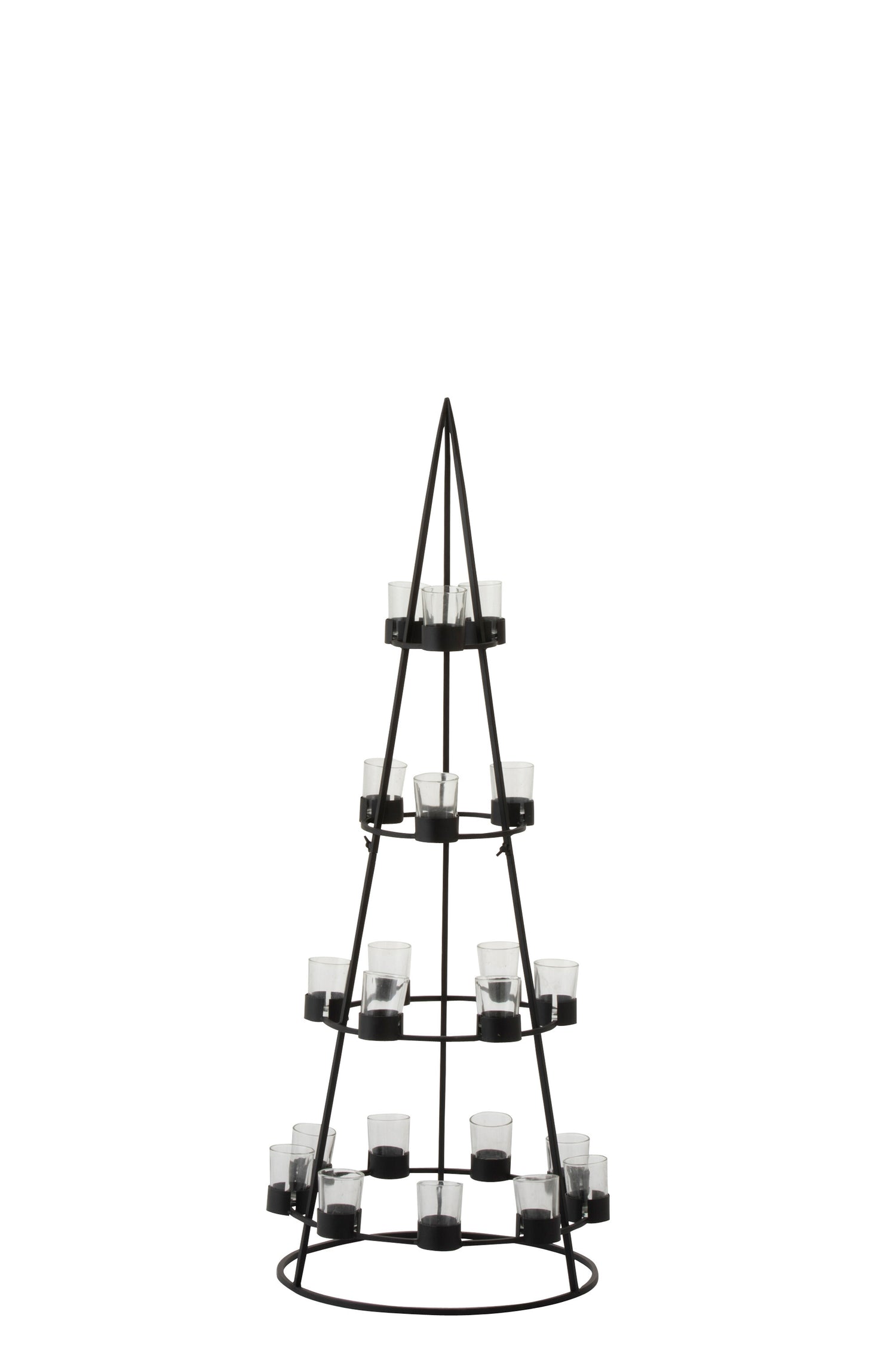 J-Line Boom 21 Theelichthouders Metaal/Glas Zwart