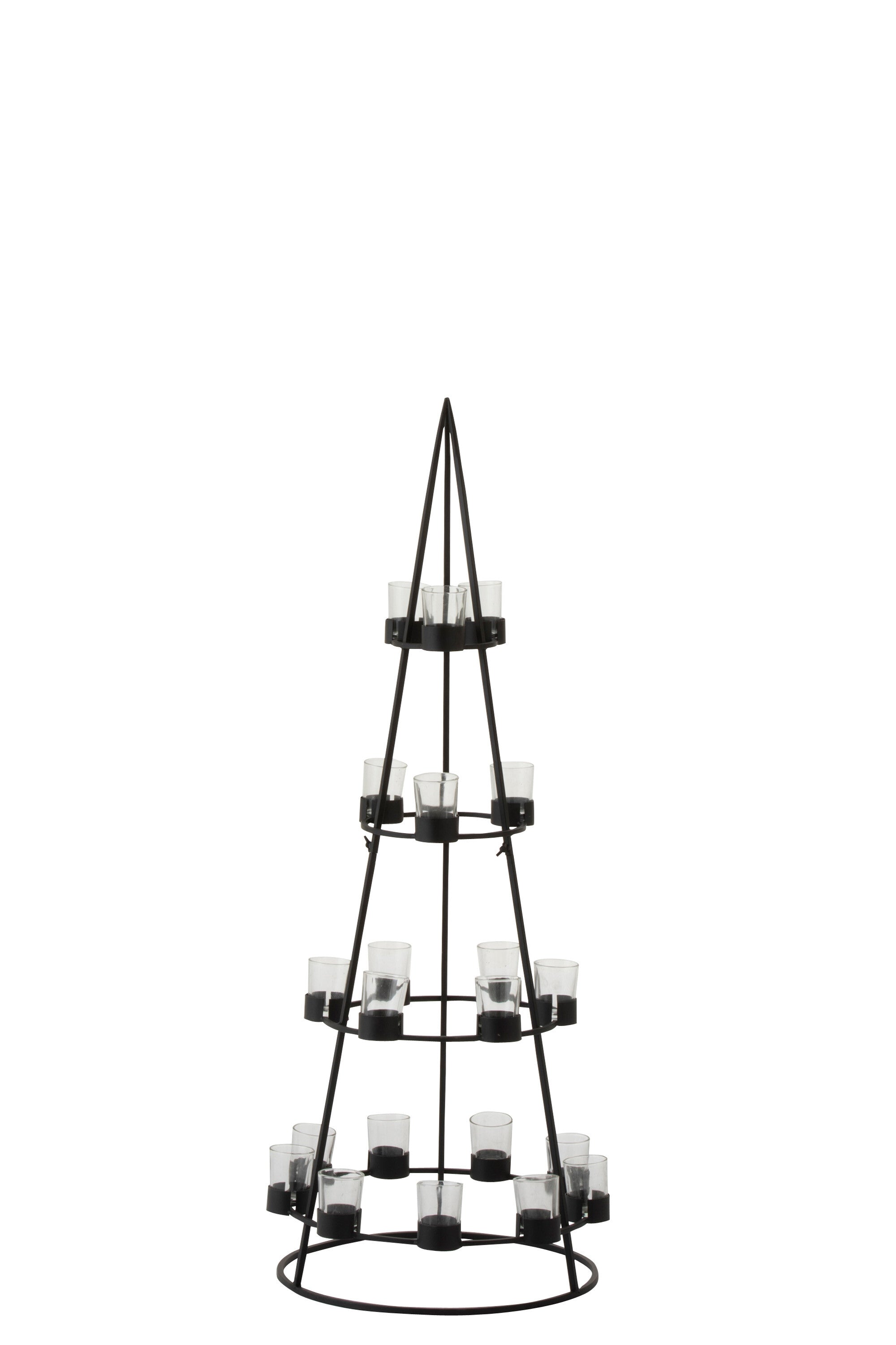 J-Line Boom 21 Theelichthouders Metaal/Glas Zwart