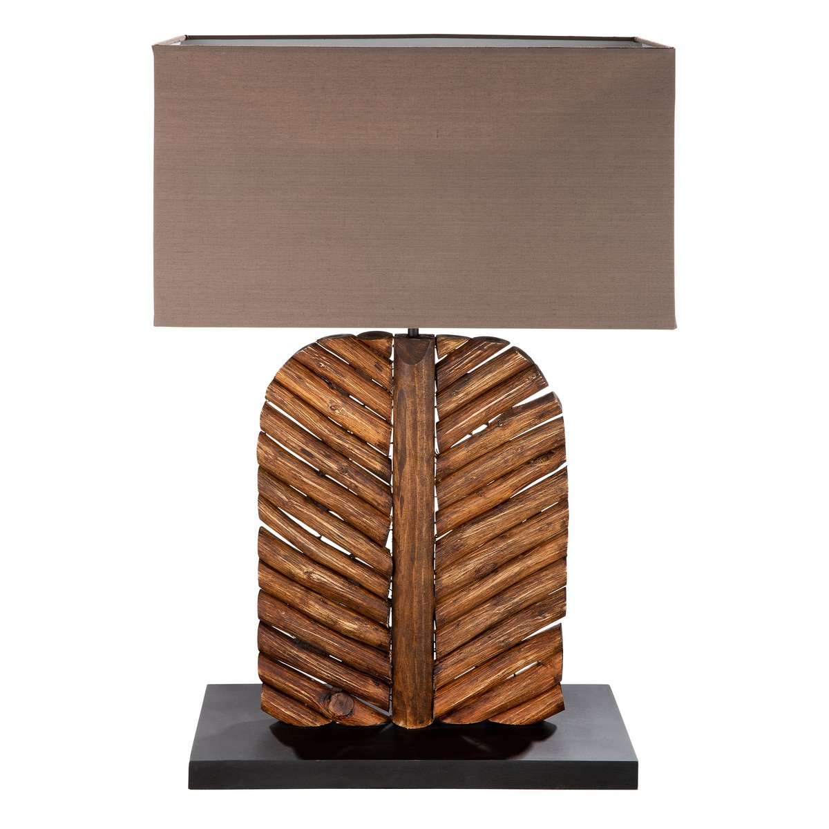 Houten lamp &quot;Foglia&quot; bruin/ zwart