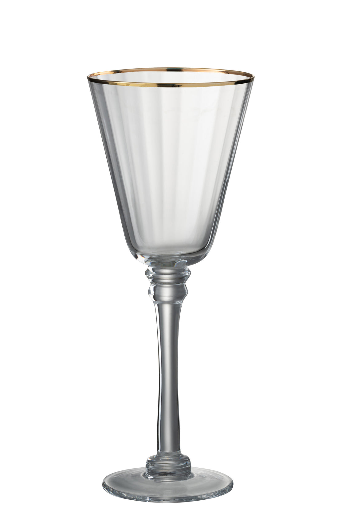 J-Line Rand wijnglas - rode wijn - glas - transparant/ goud - 6x