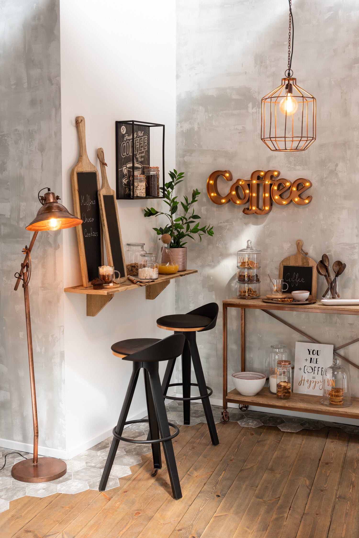 Glazen Bel Bon Appetit Rond Glas Transparant/Koper