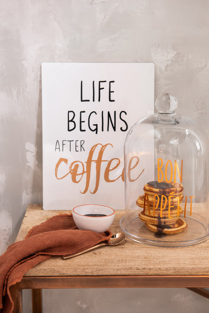 Glazen Bel Bon Appetit Rond Glas Transparant/Koper