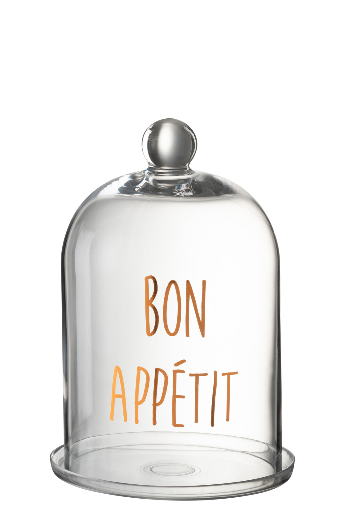 Glazen Bel Bon Appetit Rond Glas Transparant/Koper