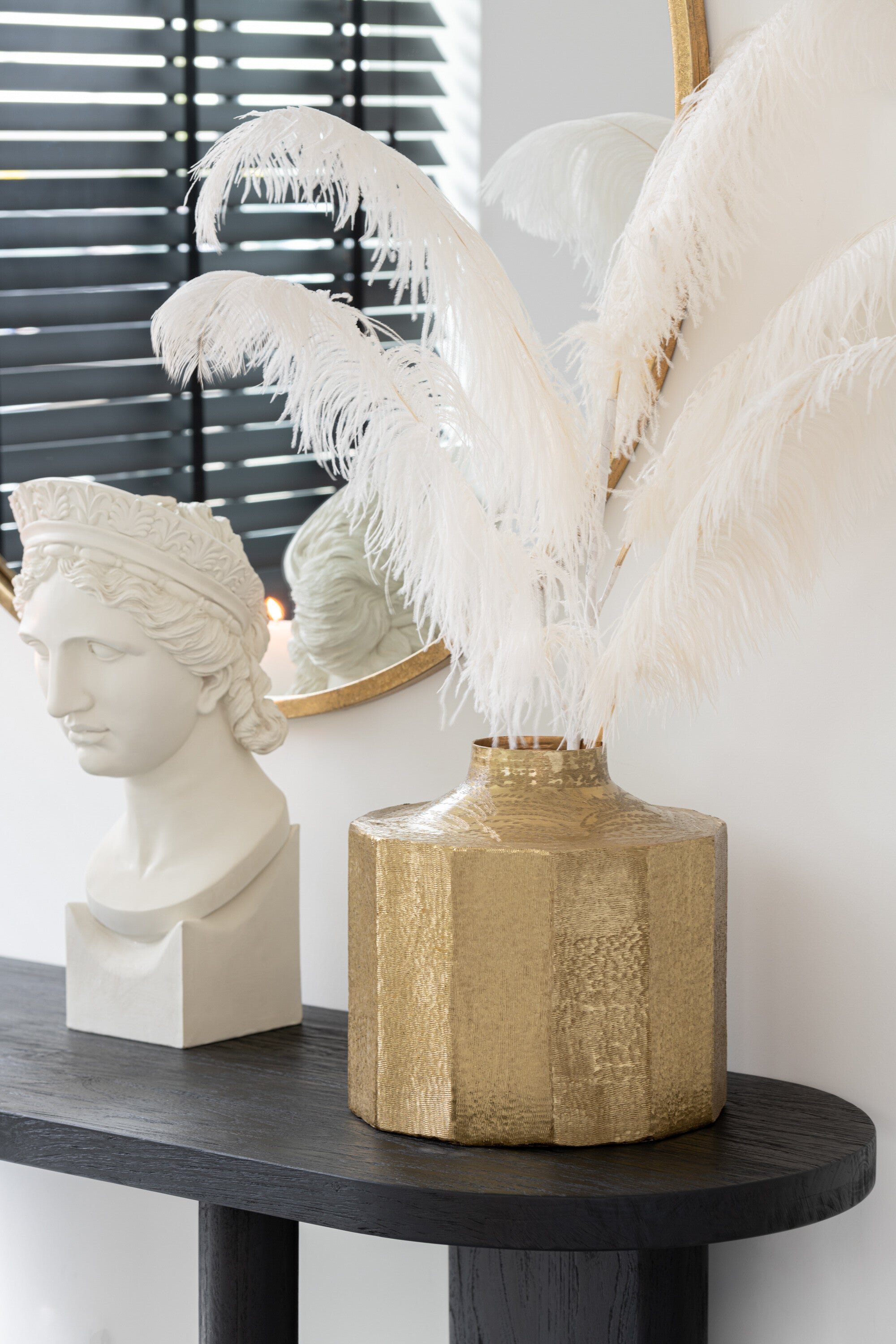 Struisvogelveren 5-delig Crème Groot