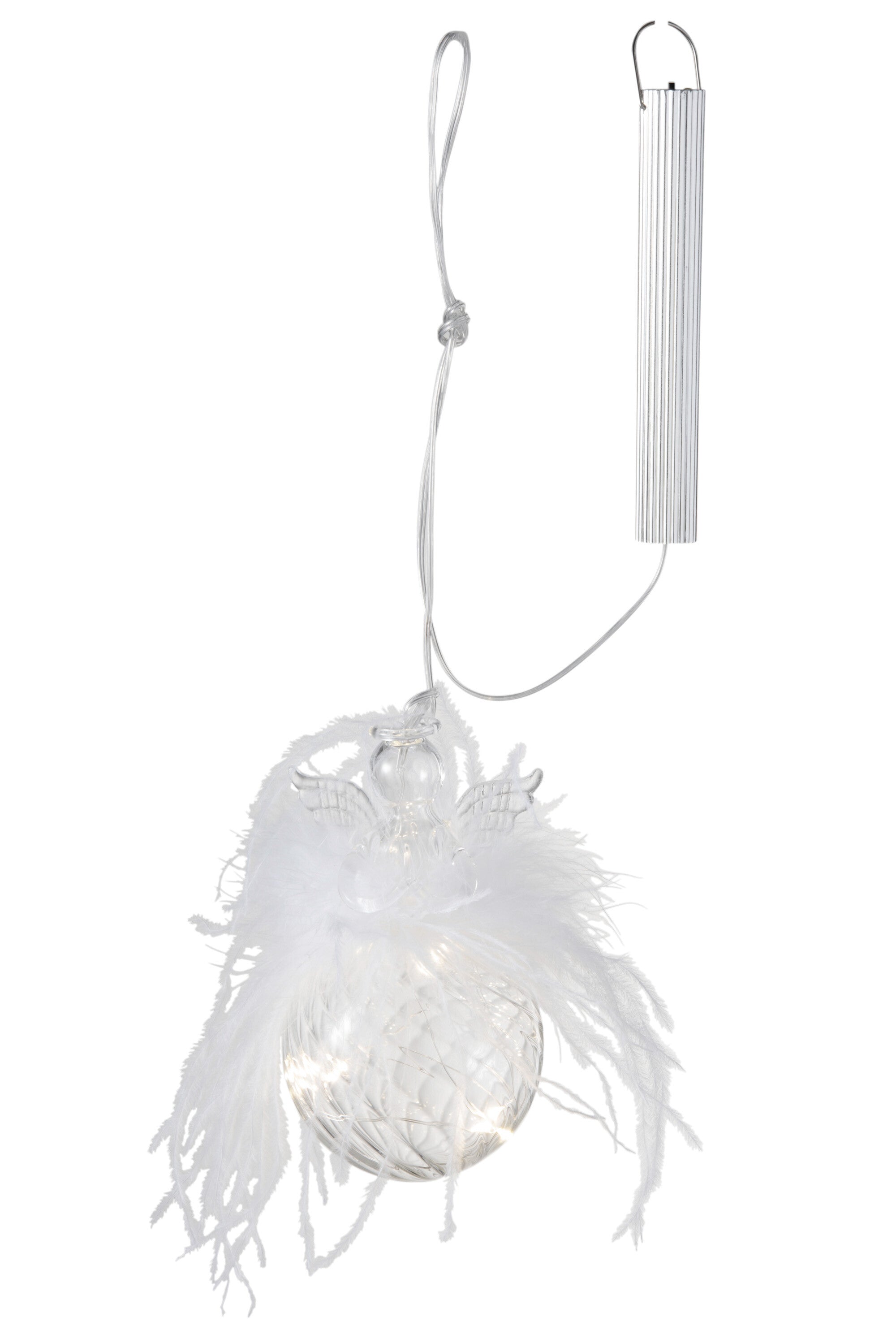 J-Line Christmas Baubles Angel+Led+Feather Glass Clear Small