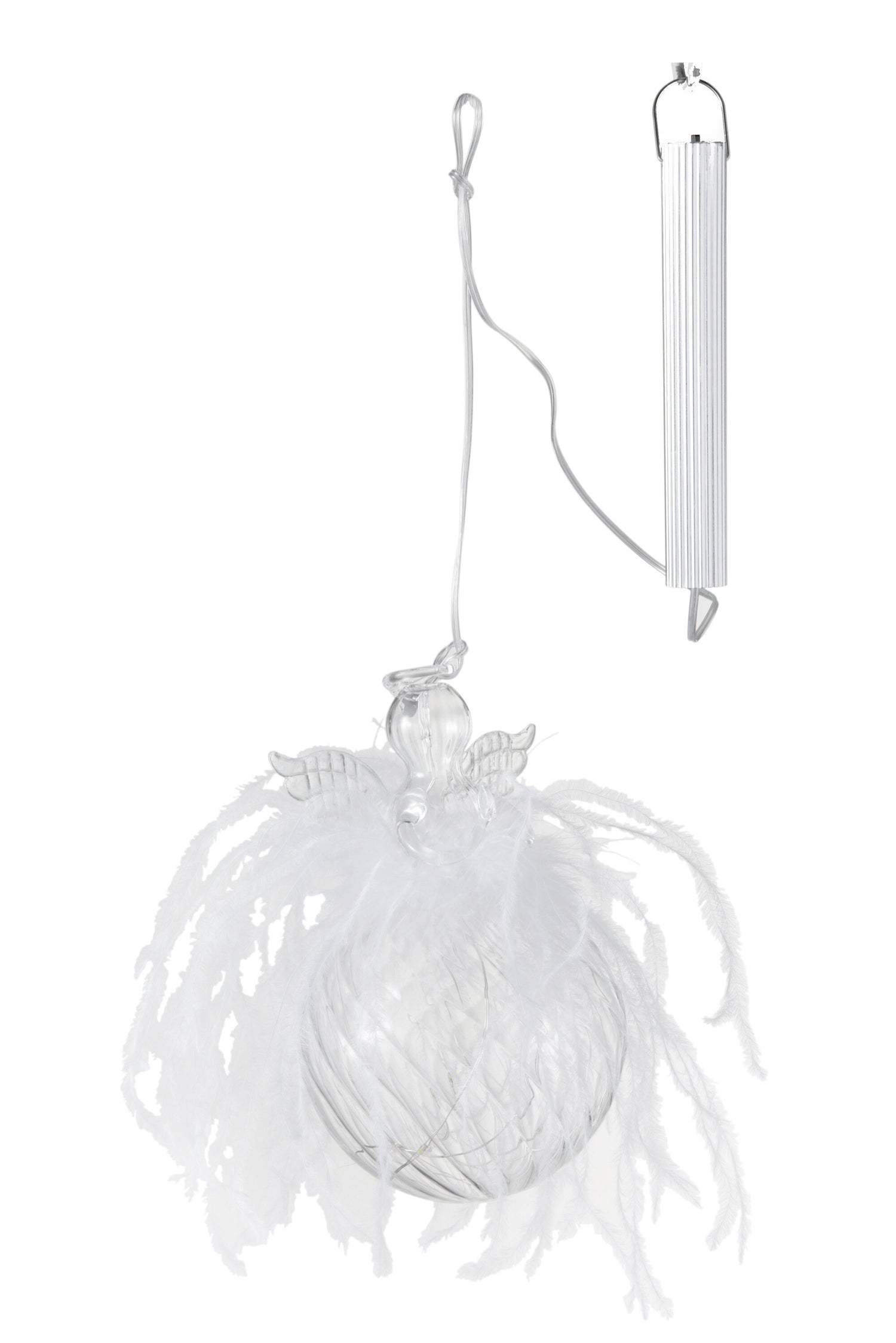 J-Line Christmas Baubles Angel+Led+Feather Glass Clear Large