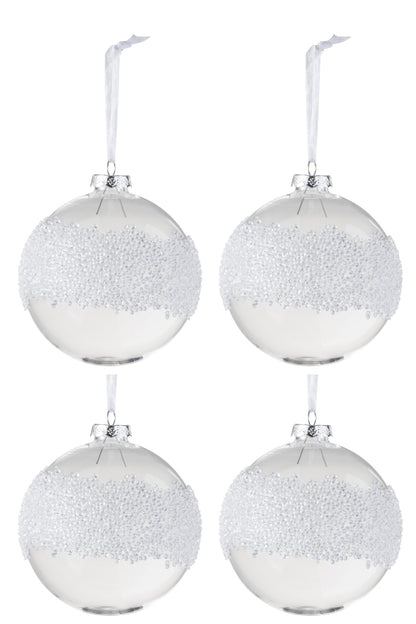 J-Line Box Of 4 Christmas Baubles Sugar Middle Glass Clear Medium