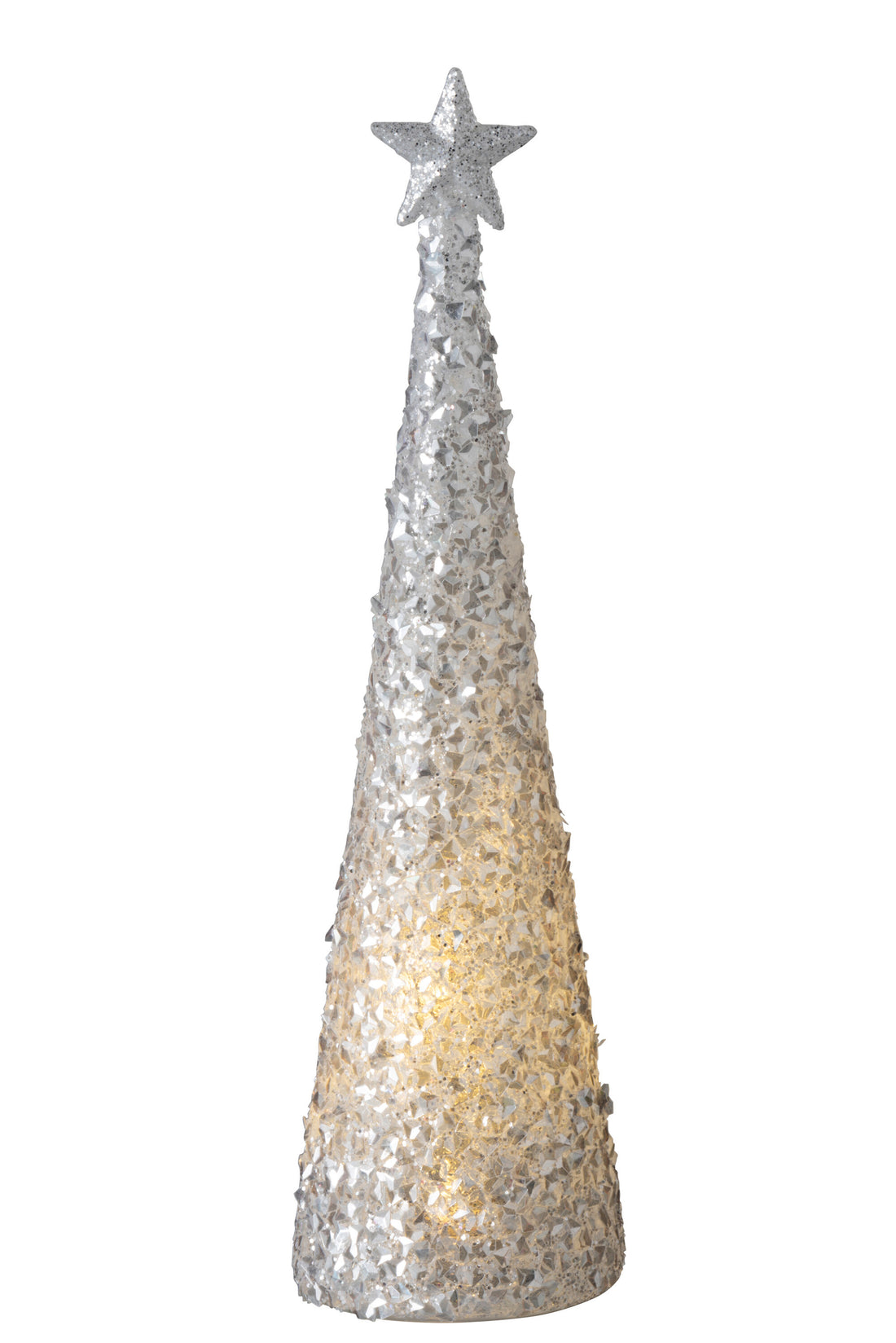 Kegel+Ster+Led Suikerglas Wit Groot