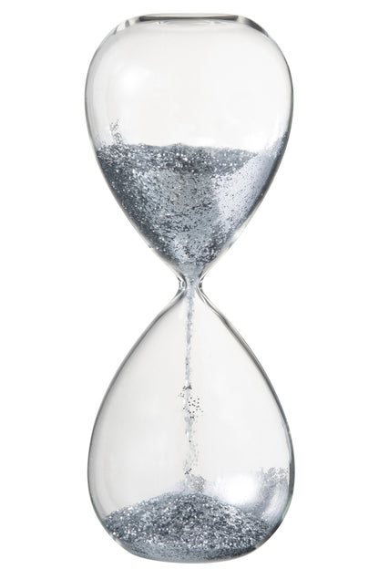 Zandloper Parels Glas Zilver Extra Groot