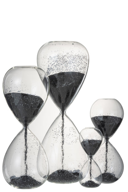 Zandloper Parels Glas Zwart Extra Groot