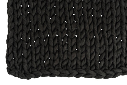 J-Line Plaid gebreid - polyester - donkergrijs - 154 x 140 cm